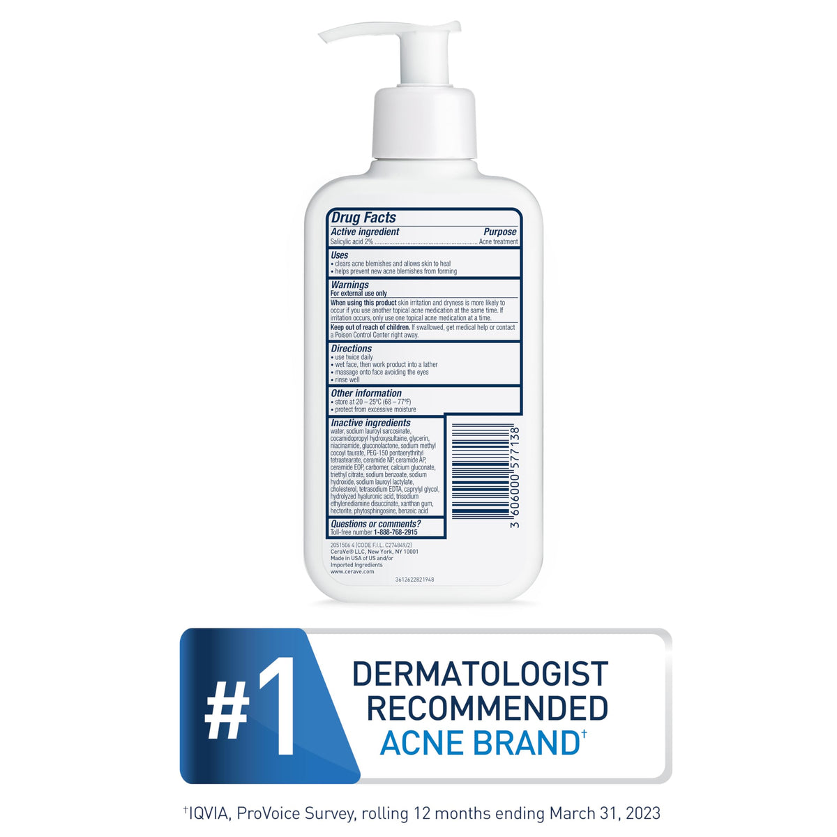 CeraVe label highlighting niacinamide and ceramides for barrier support and calm