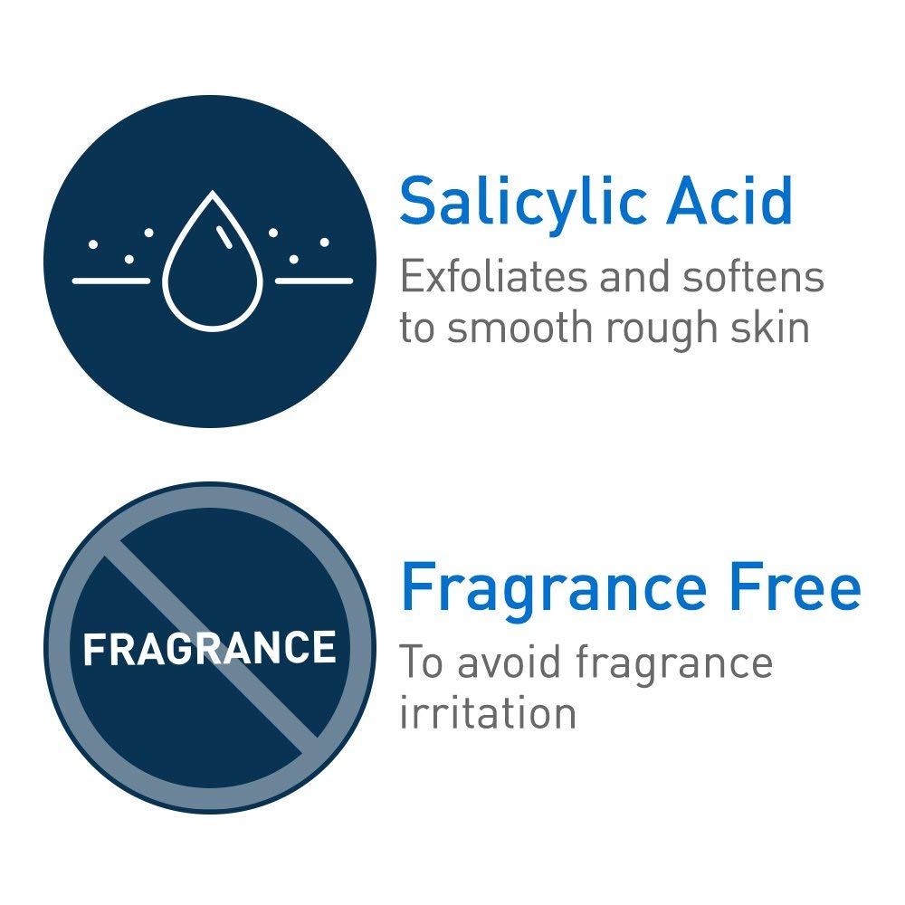 Close shot of CeraVe ingredient label highlighting ceramides and acids benefit