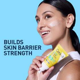 CeraVe on model outdoors showing sun protection during daily activities