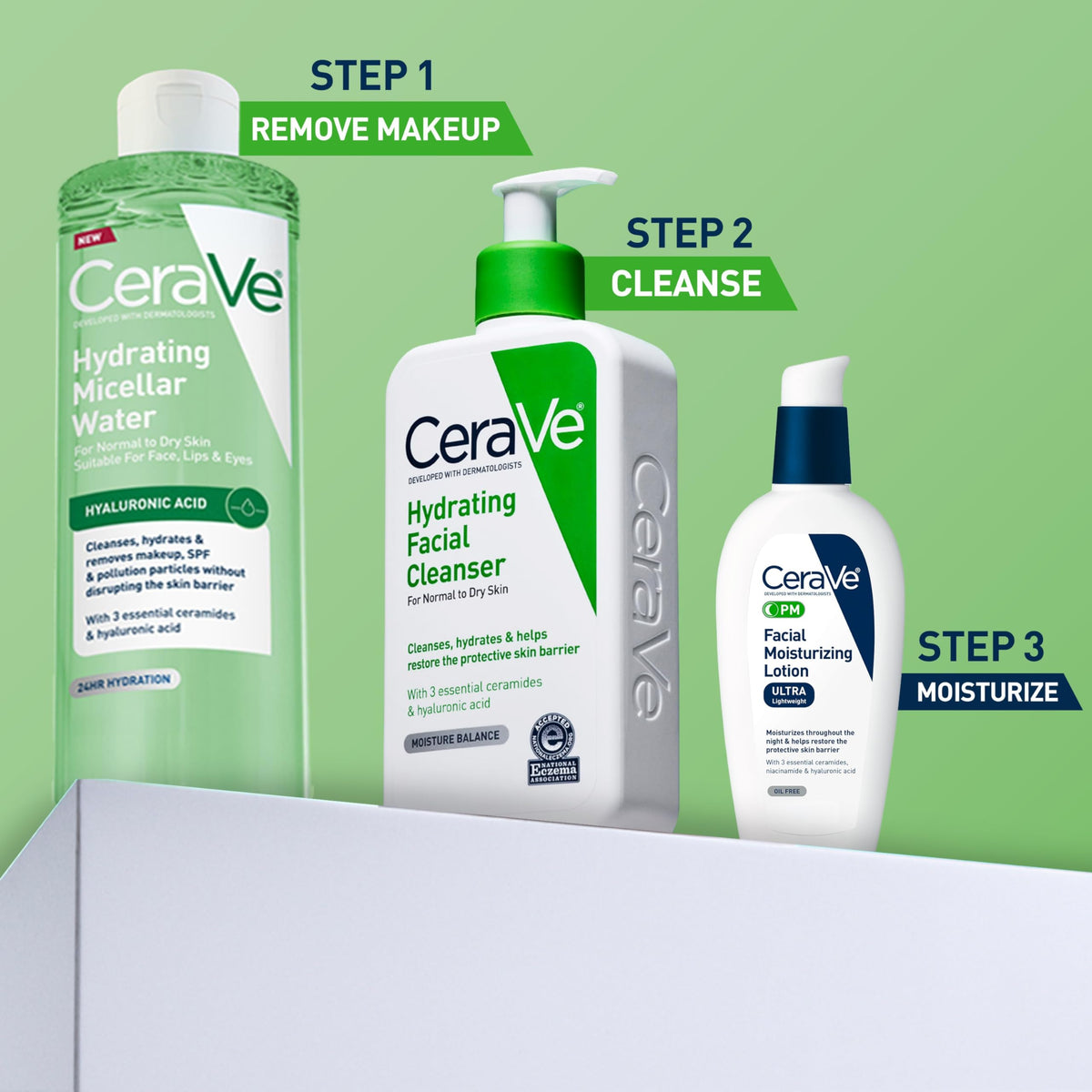 CeraVe droplet on skin close-up showing hydrating effect and smooth finish
