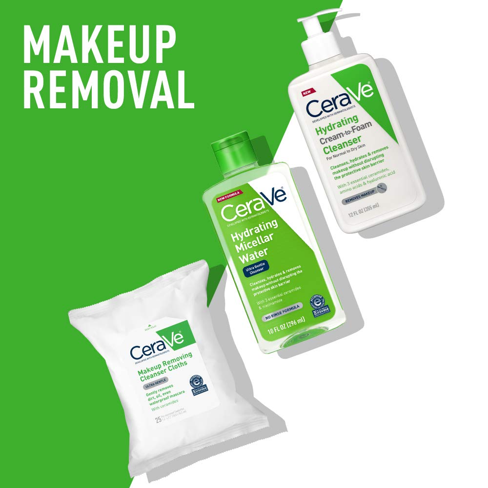 CeraVe micellar water on cotton pad removing eye makeup with care