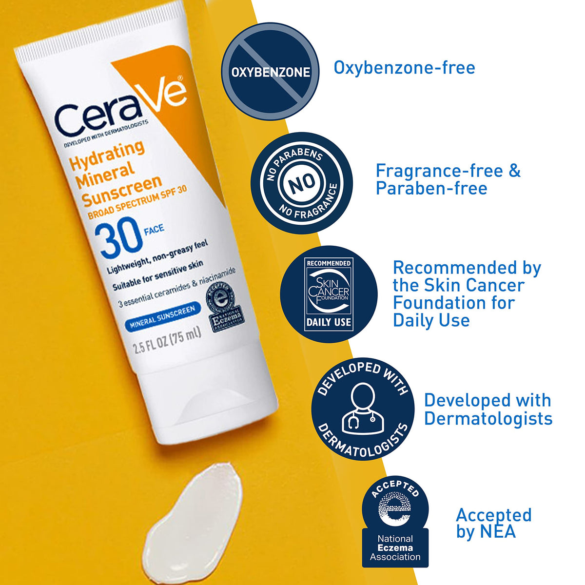 CeraVe sunscreen texture close-up highlighting lightweight, non-greasy finish