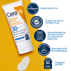 CeraVe sunscreen texture close-up highlighting lightweight, non-greasy finish