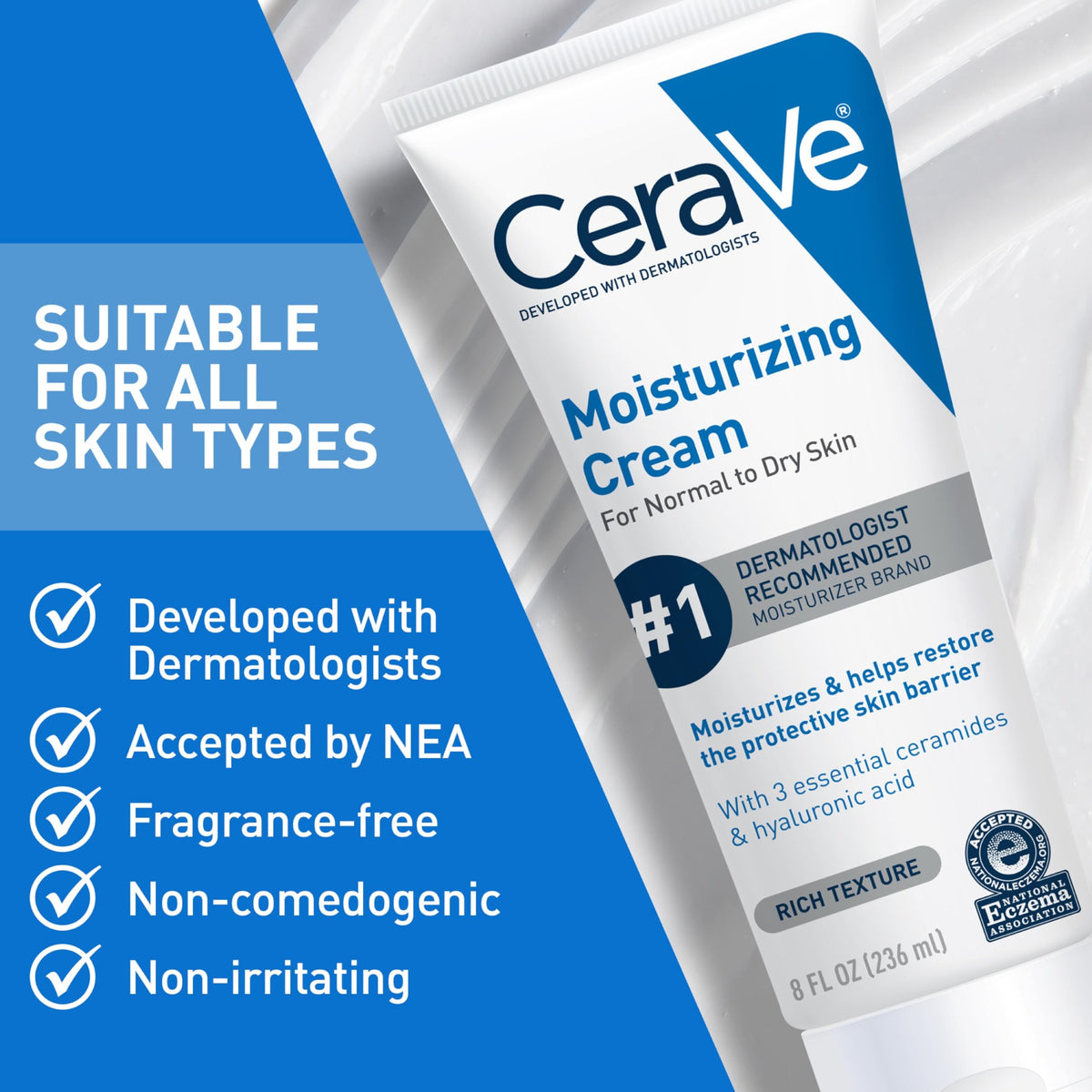CeraVe being smoothed on forearm to show all-over body moisture benefit