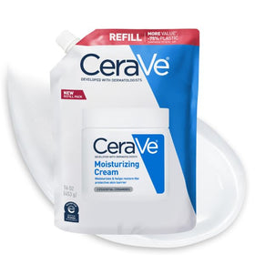 CeraVe front view of 16 oz refill showing brand and size, convenient supply