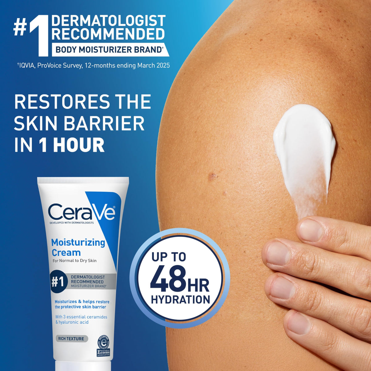 CeraVe open jar close-up of creamy texture illustrating fast absorption benefit