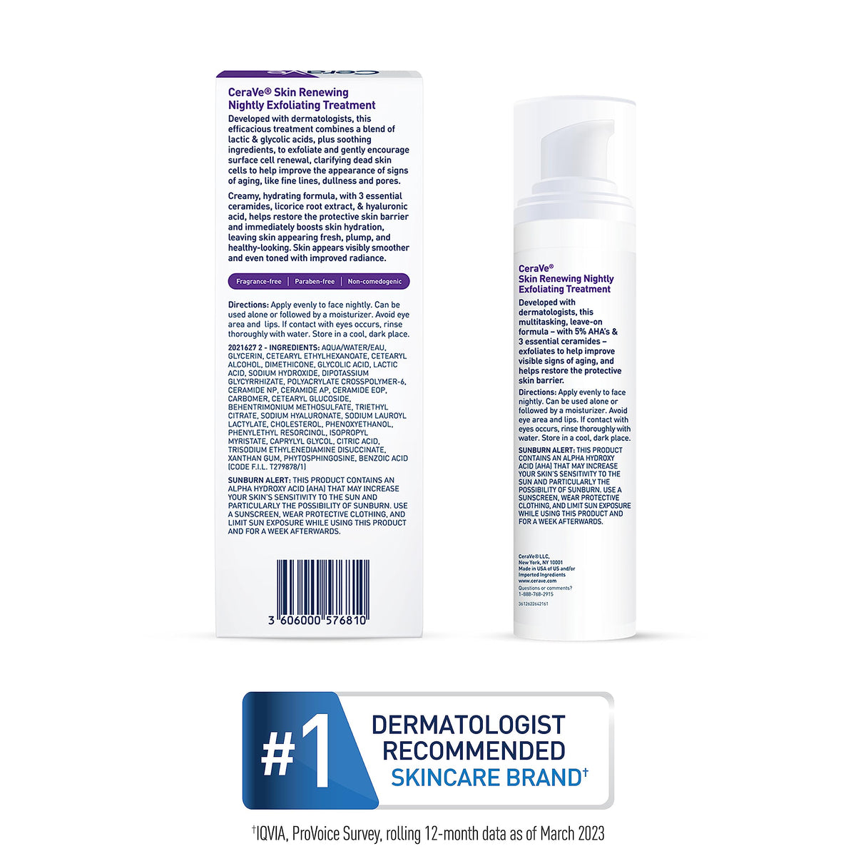 CeraVe ingredients label highlighting AHAs, ceramides and hyaluronic acid