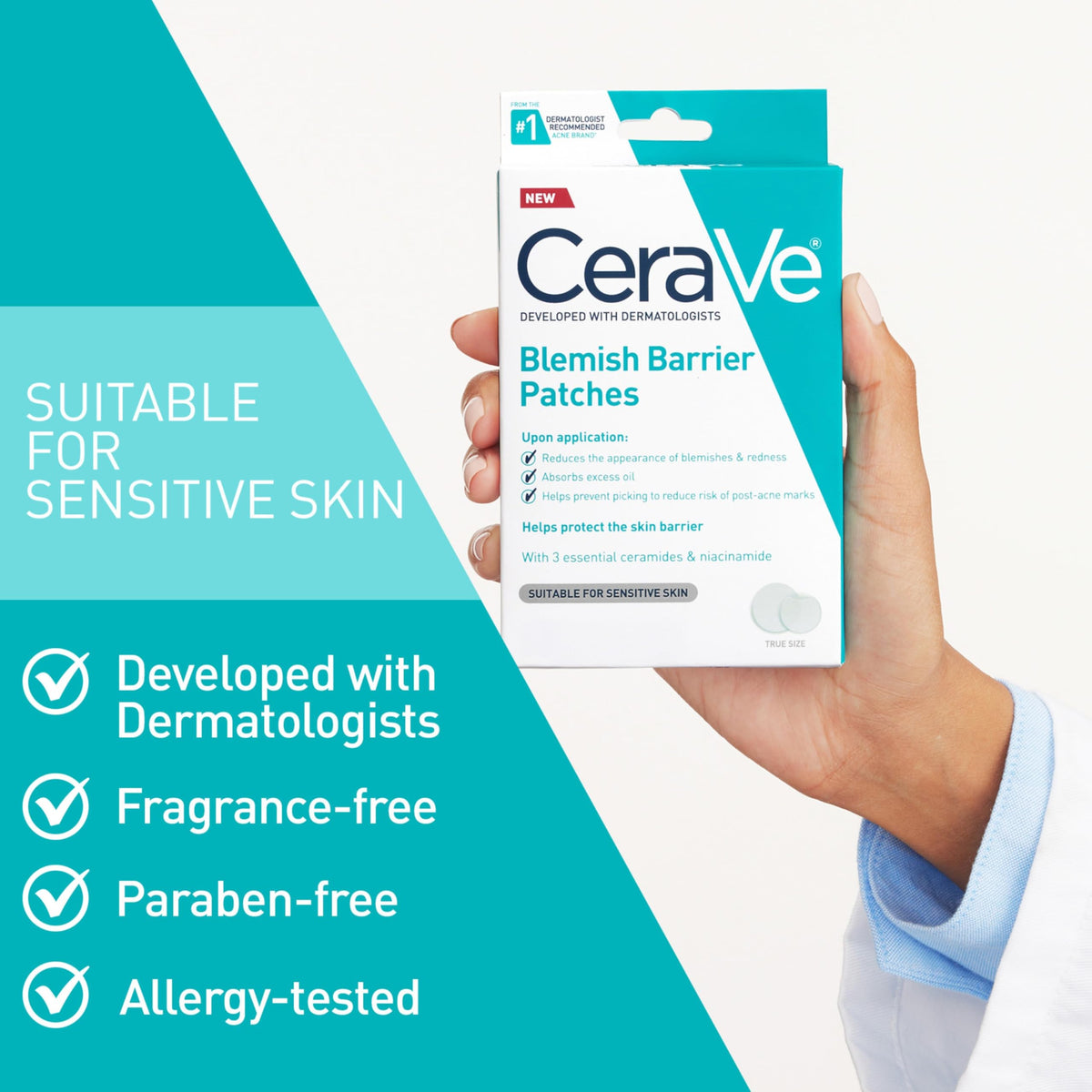 CeraVe two patch sizes side-by-side demonstrating options for spot sizes