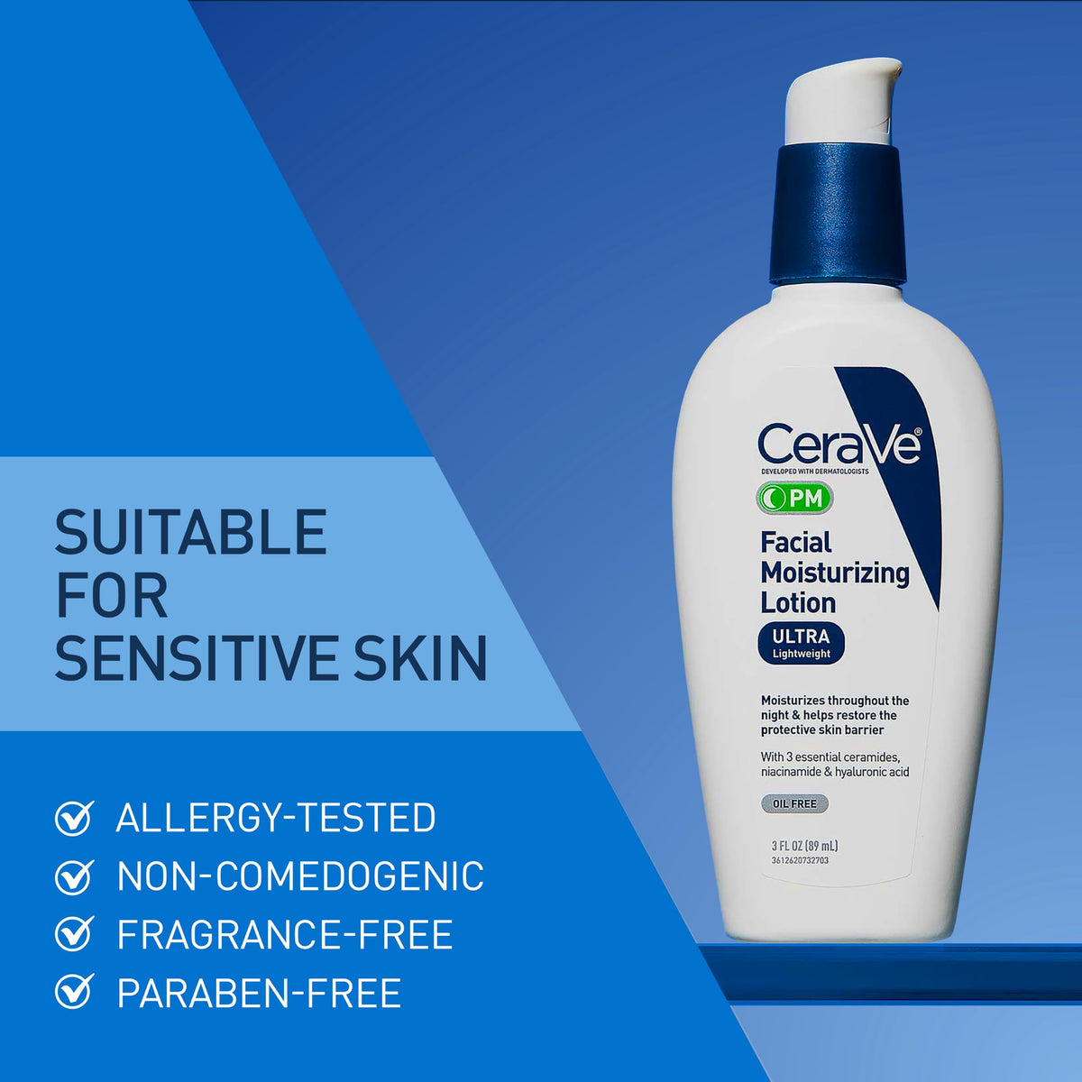 CeraVe 3 oz tube pictured next to common items for size comparison and portability