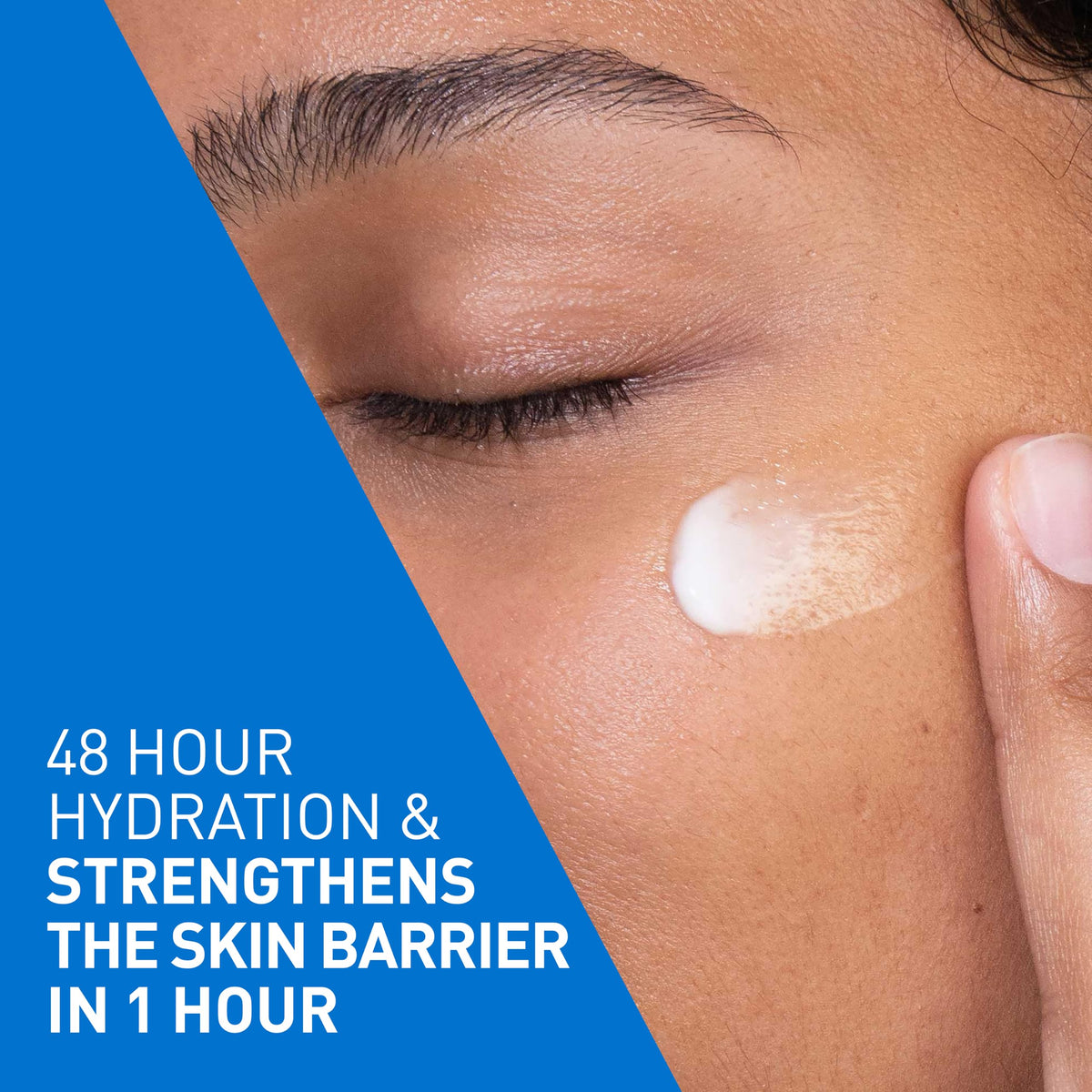 CeraVe lotion texture on skin close-up showing lightweight, fast-absorbing finish