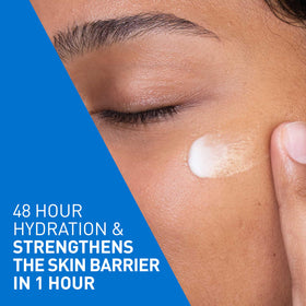 CeraVe lotion texture on skin close-up showing lightweight, fast-absorbing finish