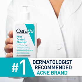 CeraVe pump bottle in hand to show scale and convenient daily-use dispensing benefit