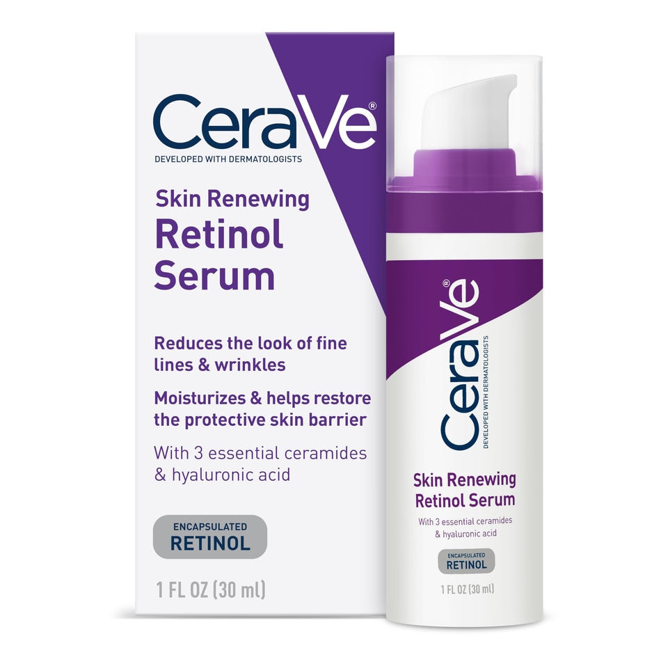 CeraVe retinol serum front packaging showing bottle and label benefit