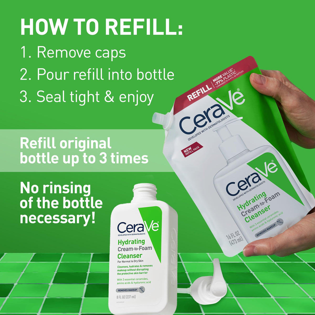 CeraVe soft foam lather in hand demonstrating gentle cleanse