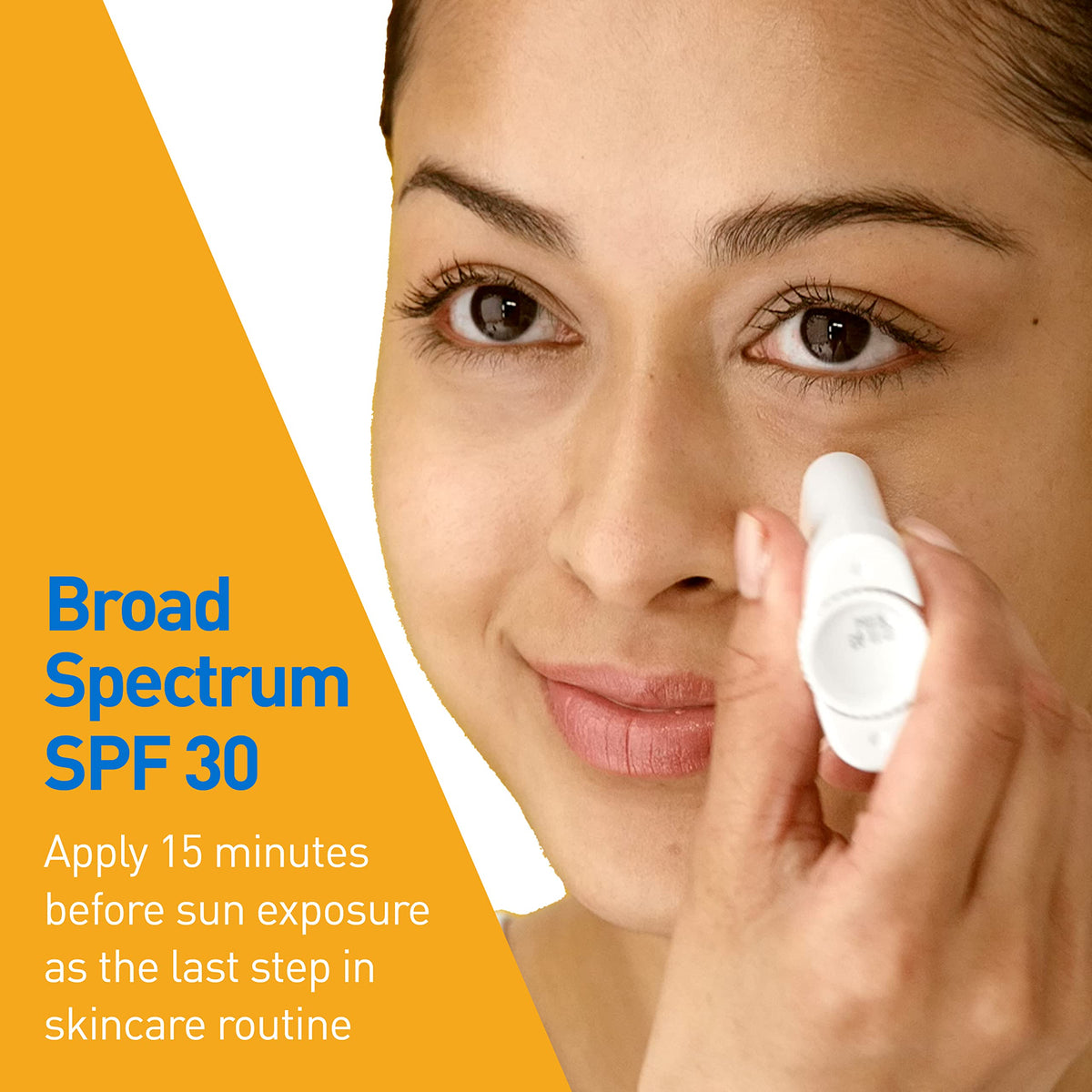 CeraVe stick being applied to nose demonstrating precise coverage benefit
