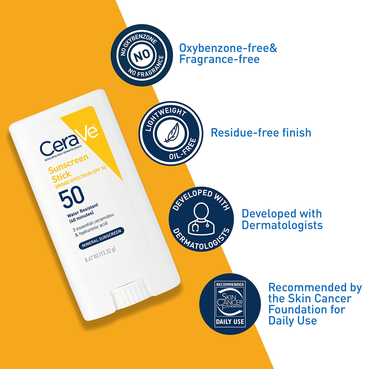 CeraVe stick close up showing mineral filters and protection benefit