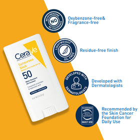 CeraVe stick close up showing mineral filters and protection benefit