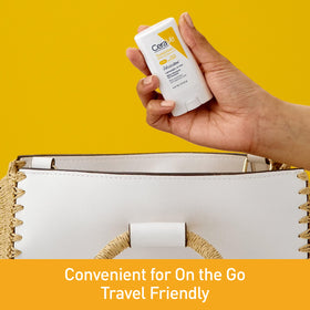 CeraVe stick held in hand illustrating compact travel size benefit