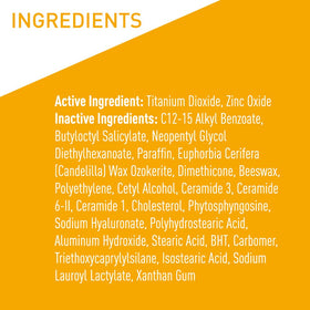 CeraVe stick labeled ingredients highlighting ceramides and hydration benefit