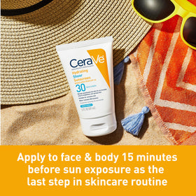 CeraVe sunscreen on forearm demonstrating water-resistant performance
