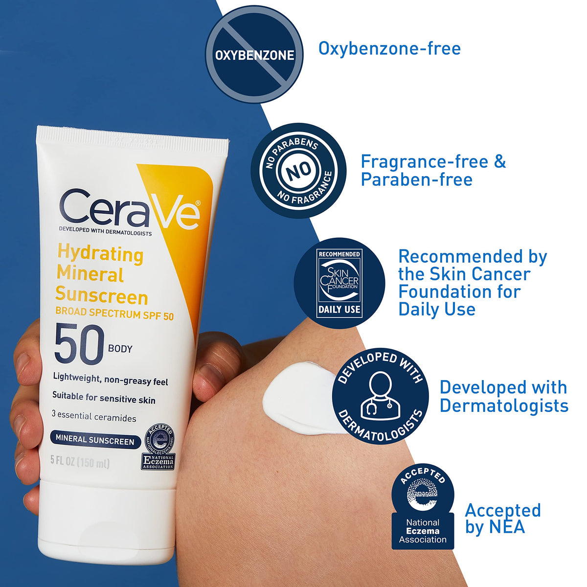 CeraVe lotion texture close-up showing lightweight finish