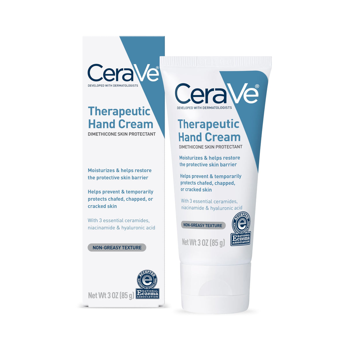 CeraVe front packaging showing 3 oz tube and clean clinical branding for easy identification