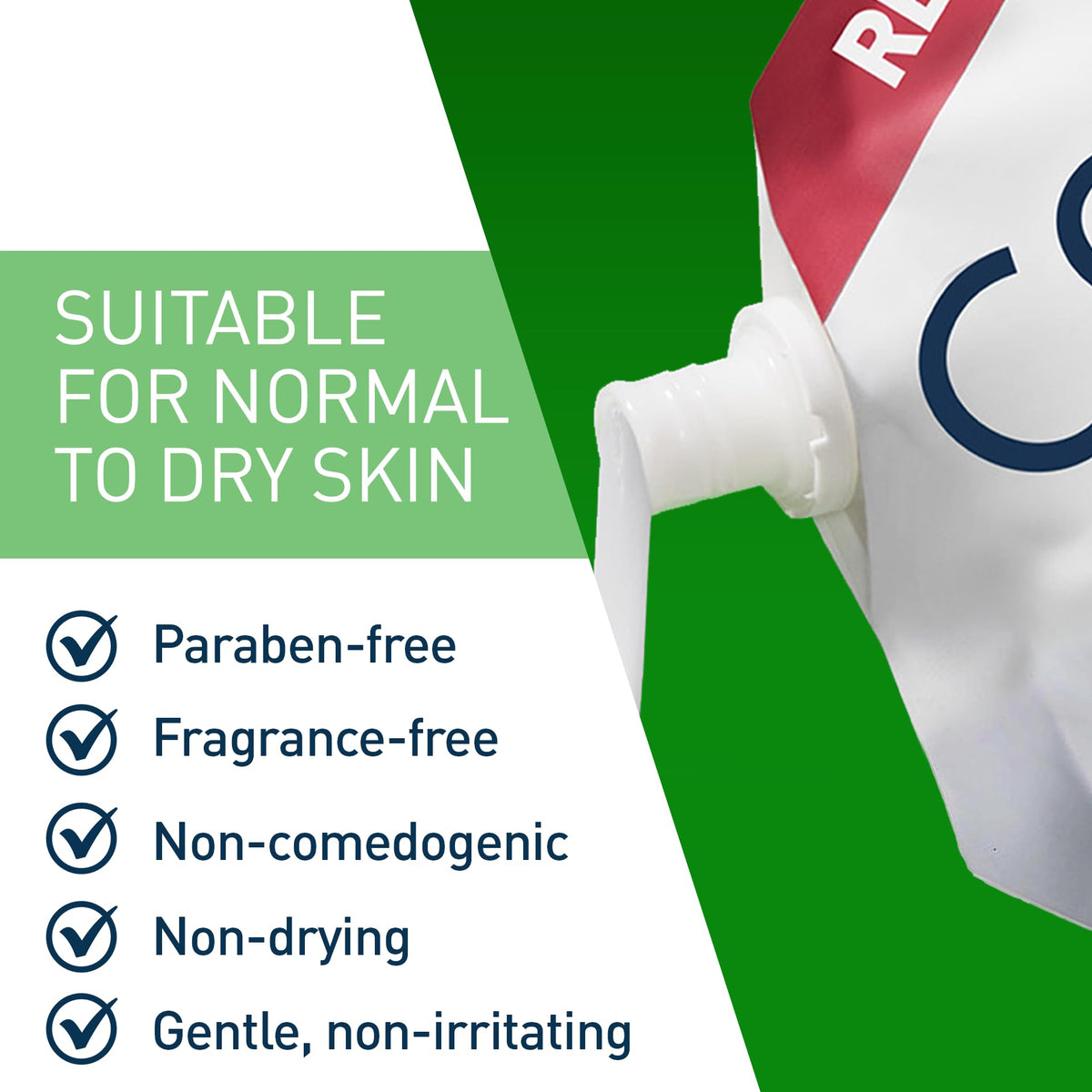 CeraVe dispensing cream on hands showing gentle application and easy rinse-off