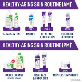 CeraVe bottle in bathroom lifestyle setting suggesting daily routine benefit