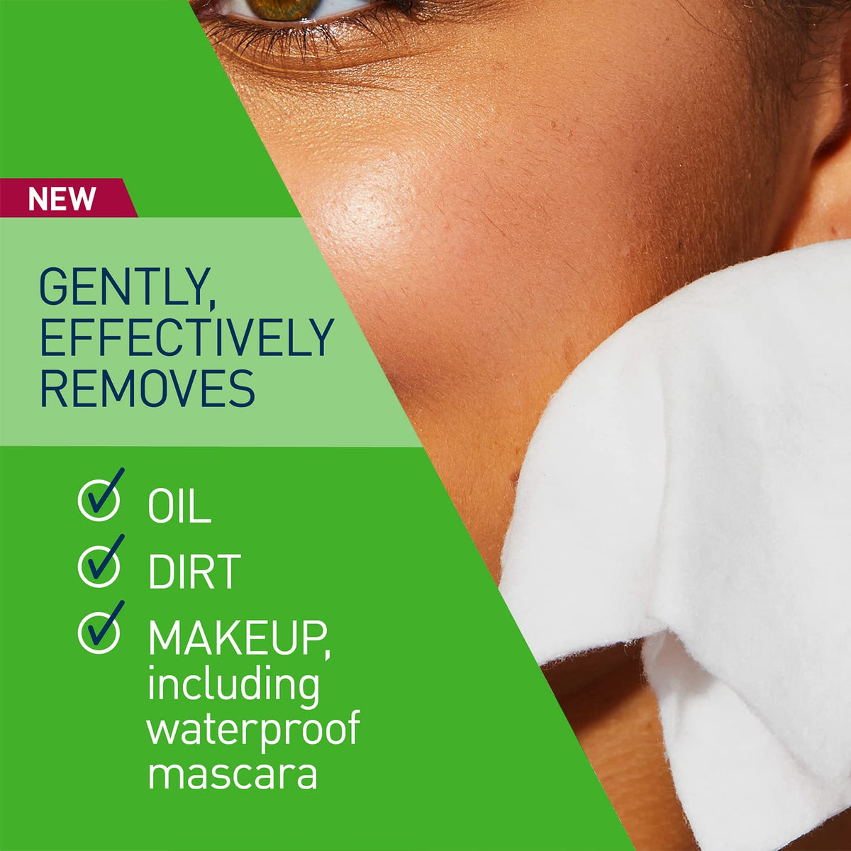 CeraVe wipe removing eye makeup demonstrating gentle cleansing