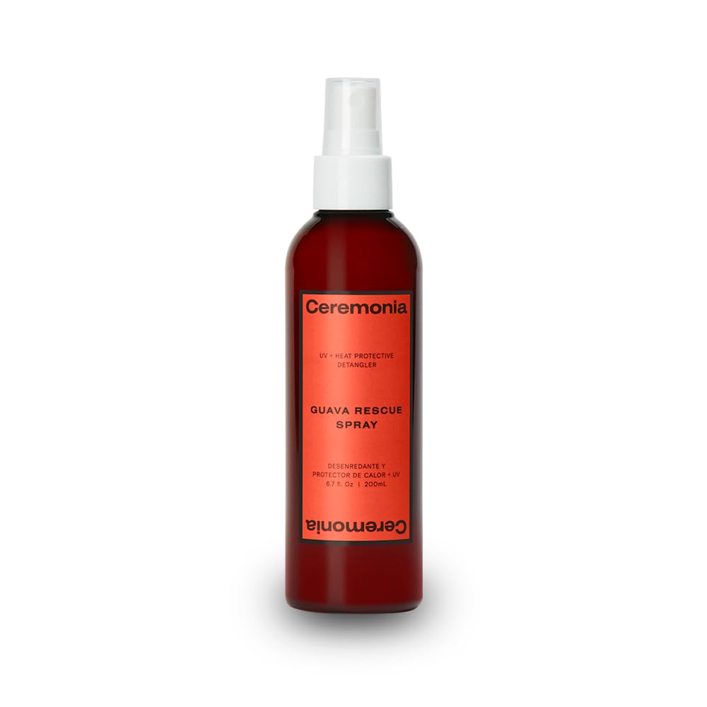 Ceremonia front bottle shot showing product and tropical guava scent benefit