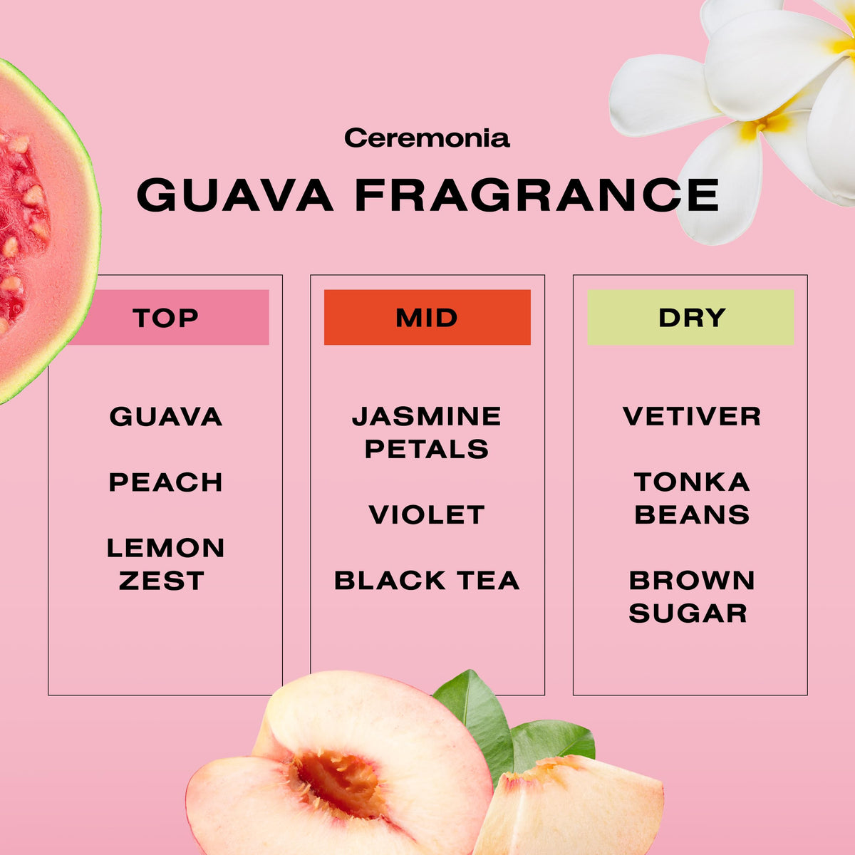 Ceremonia label detail listing natural ingredients and color-safe benefit