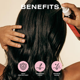Ceremonia fine mist droplets on hair illustrating lightweight hydration benefit