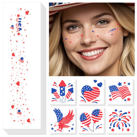 Cerlaza front packaging showing full 40-piece patriotic tattoos kit and benefits