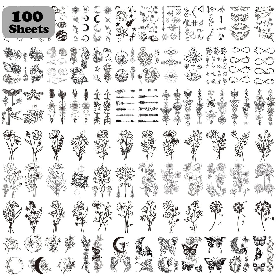 Cerlaza front packaging showing 100-sheet temporary tattoo set and variety