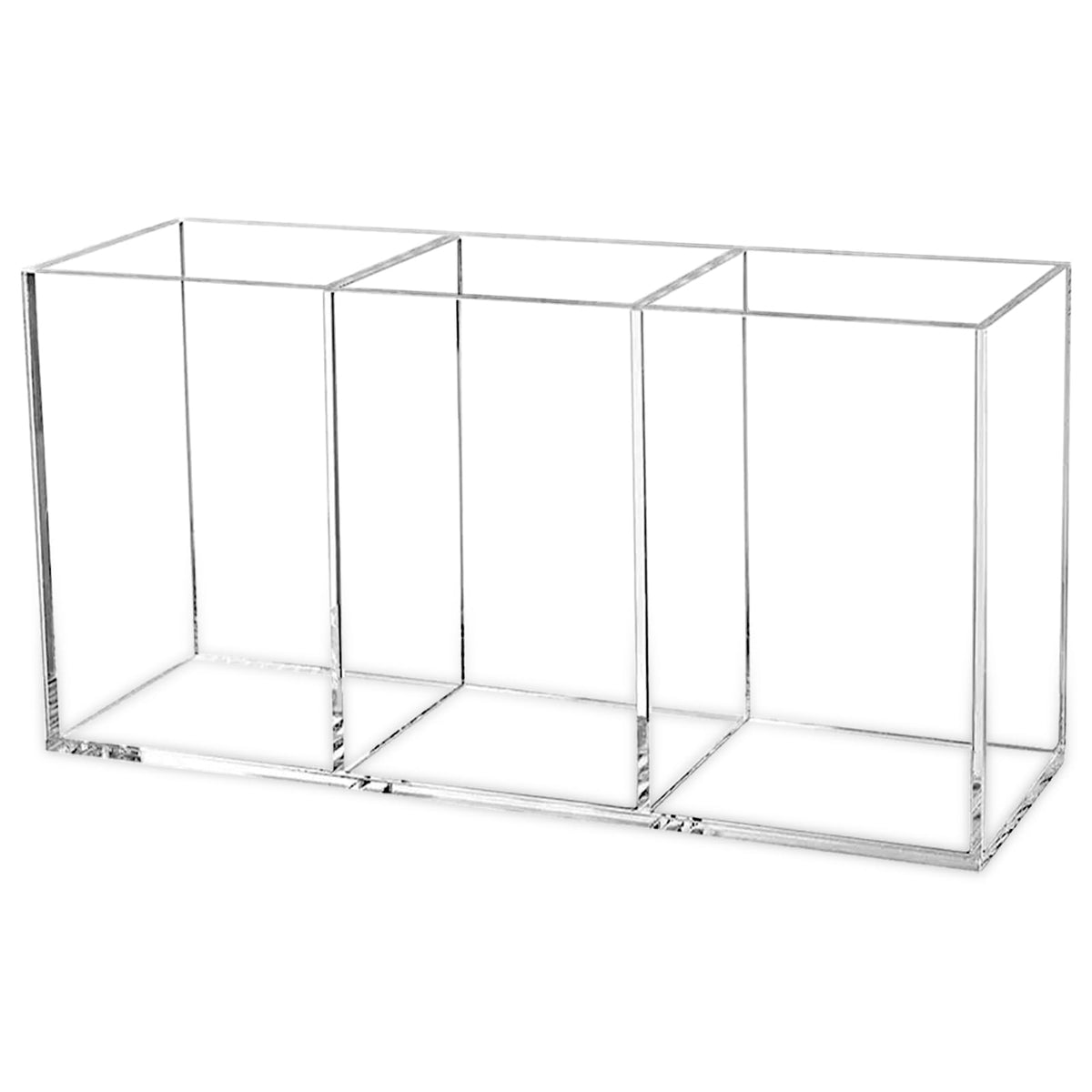 Cerpourt front view of clear organizer showing tidy brush storage and easy access