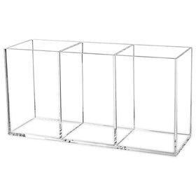 Cerpourt front view of clear organizer showing tidy brush storage and easy access