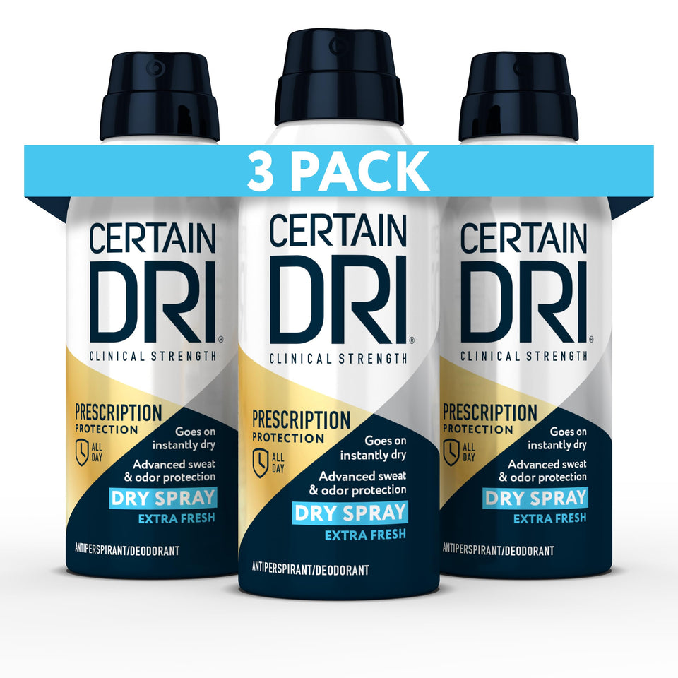 Certain Dri front packaging showing 3-pack and clinical claims for reliable protection