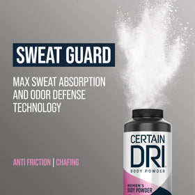 Certain Dri applied to inner thighs demonstrating chafing relief and dryness