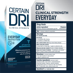 Certain Dri label and ingredients view showing clinical-strength formula benefit
