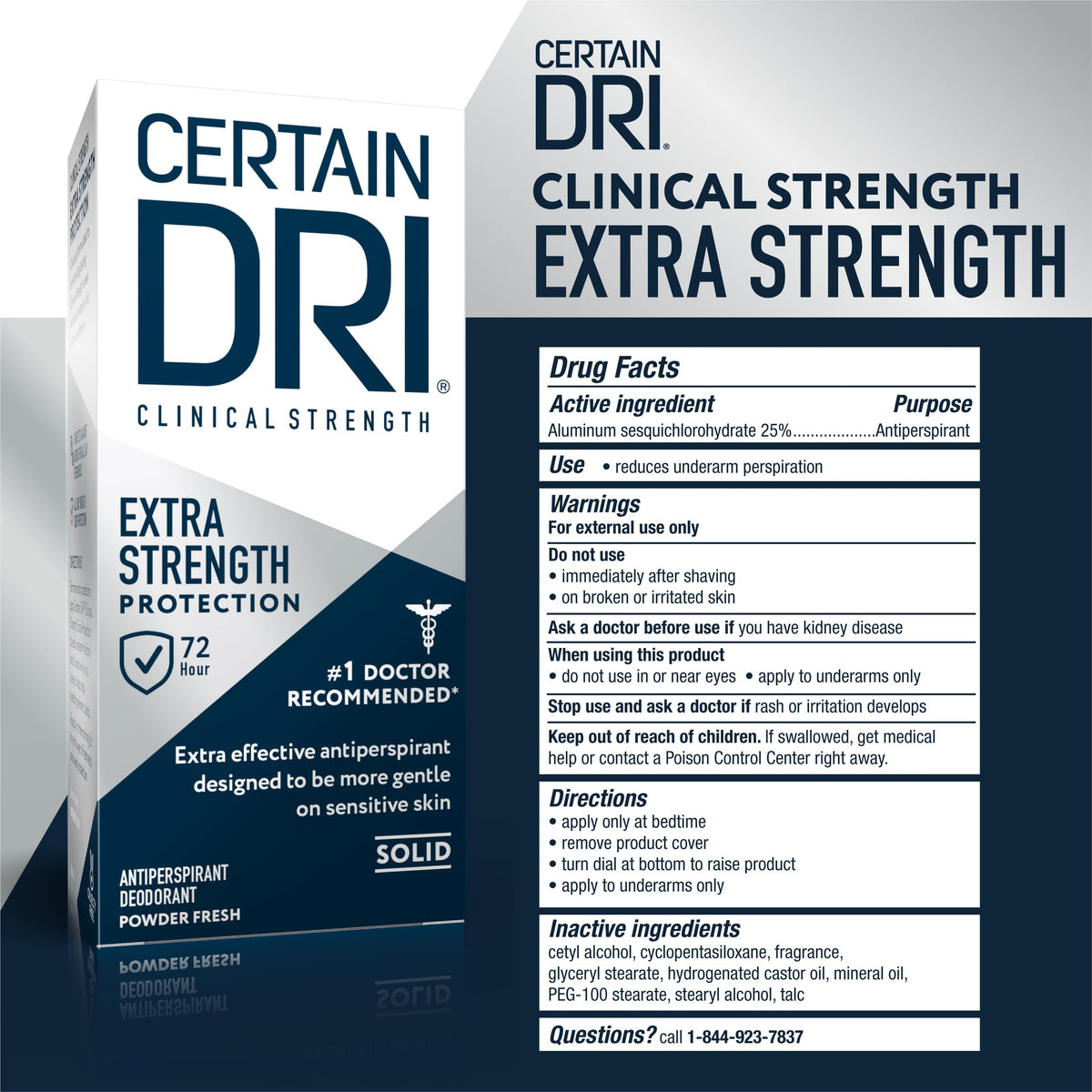 Certain Dri stick next to a passport and phone showing travel-friendly compact size benefit