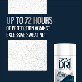 Certain Dri stick with cap removed close-up showing smooth solid formula and easy application