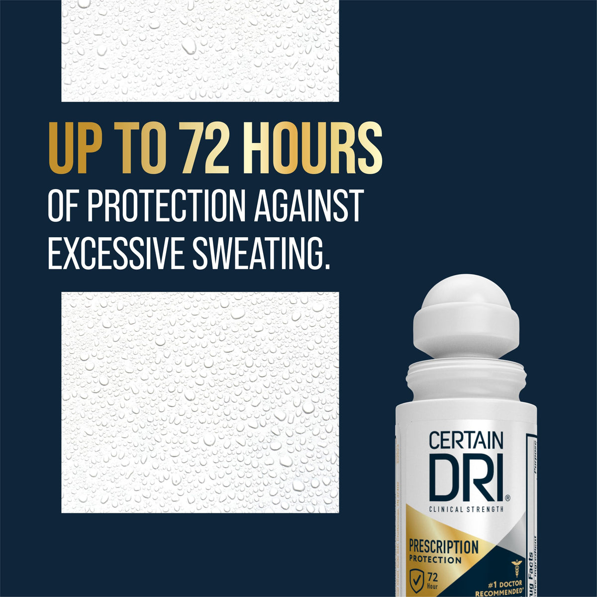 Certain Dri texture on skin illustrating quick-drying, invisible protection benefit