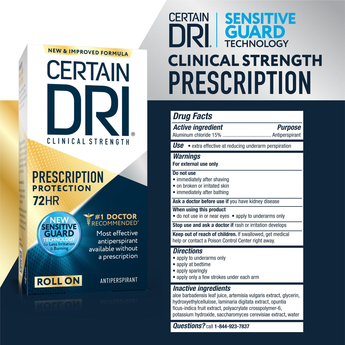 Certain Dri on bathroom counter at night showing recommended application routine benefit