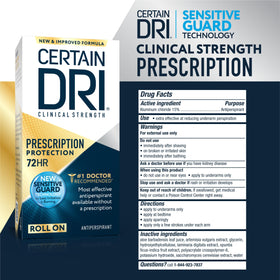 Certain Dri on bathroom counter at night showing recommended application routine benefit