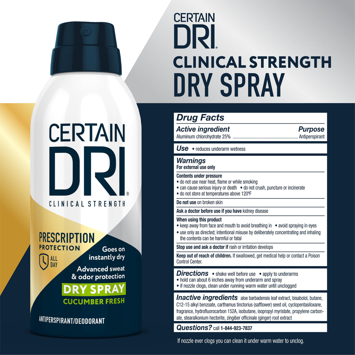 Certain Dri bottle in hand showing compact 4.2 oz travel-friendly size