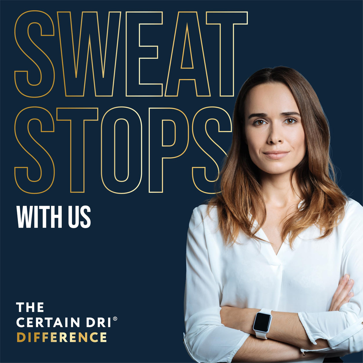 Certain Dri lifestyle shot with confident outfit showing sweat-free confidence benefit