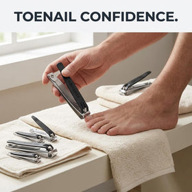 CERTIGEN large toenail clipper held in hand demonstrating leverage and control