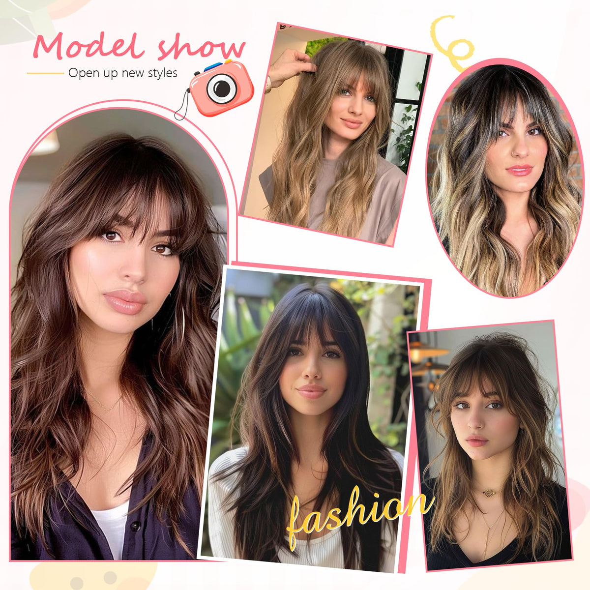 Cesomeey bangs worn in profile showing instant style change benefit