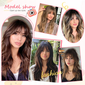 Cesomeey bangs worn in profile showing instant style change benefit