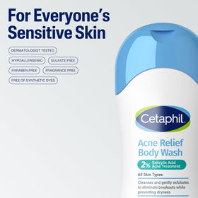 cetaphil back label close-up, details hypoallergenic and free-from claims